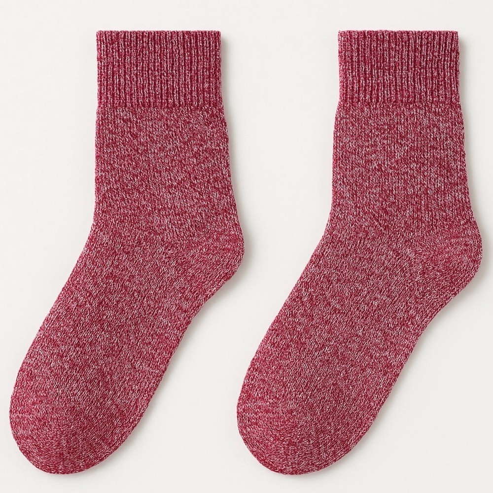 Red Marled Knit Crew Socks
